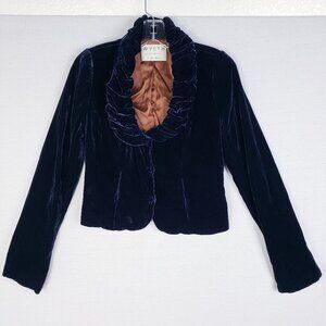 WYETH Todd Magill Velvet Blazer Midnight Blue Silk Rayon size S Evening Formal